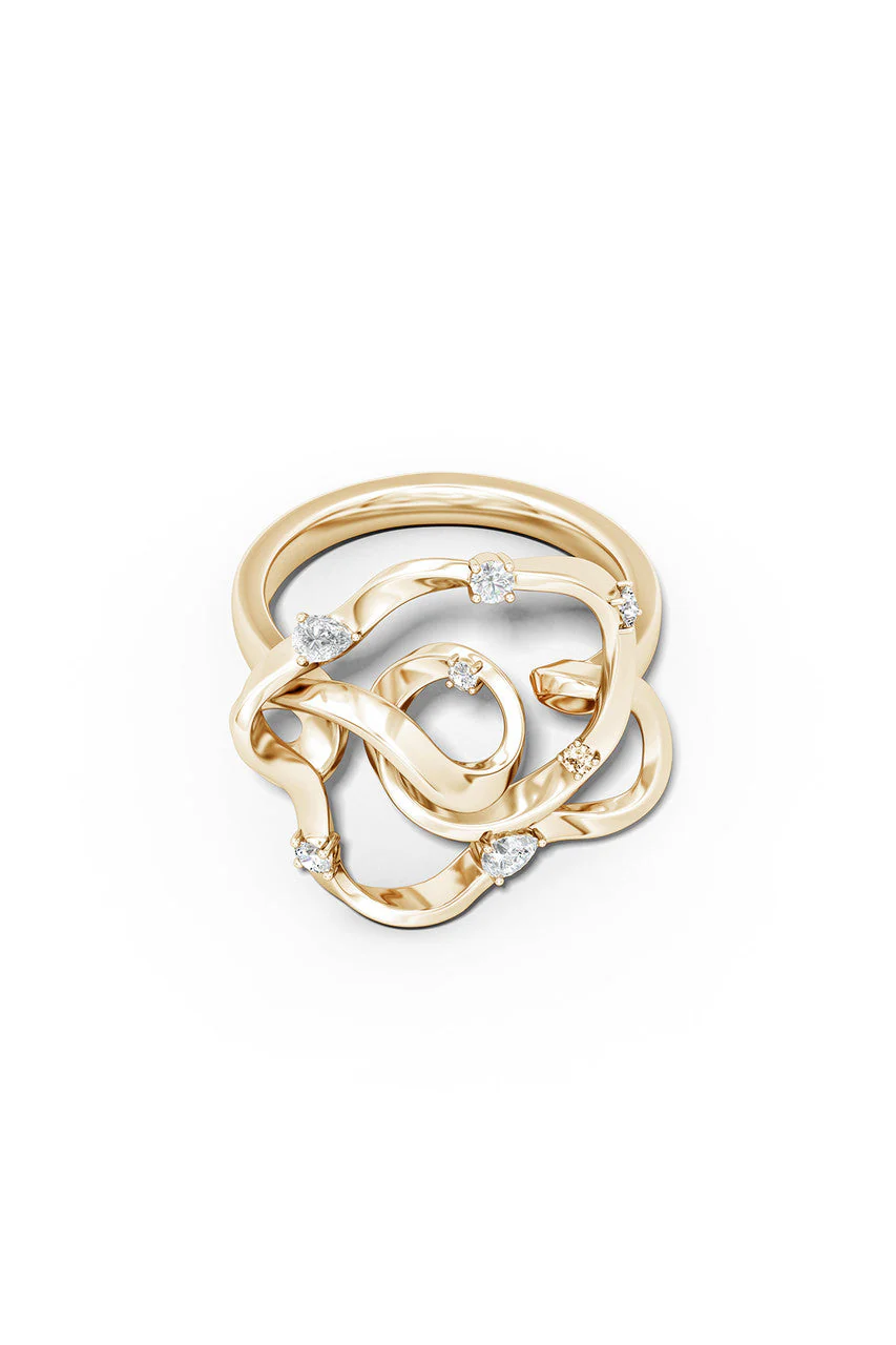 Sakura 14k Scattered Diamond Ring - Image 5