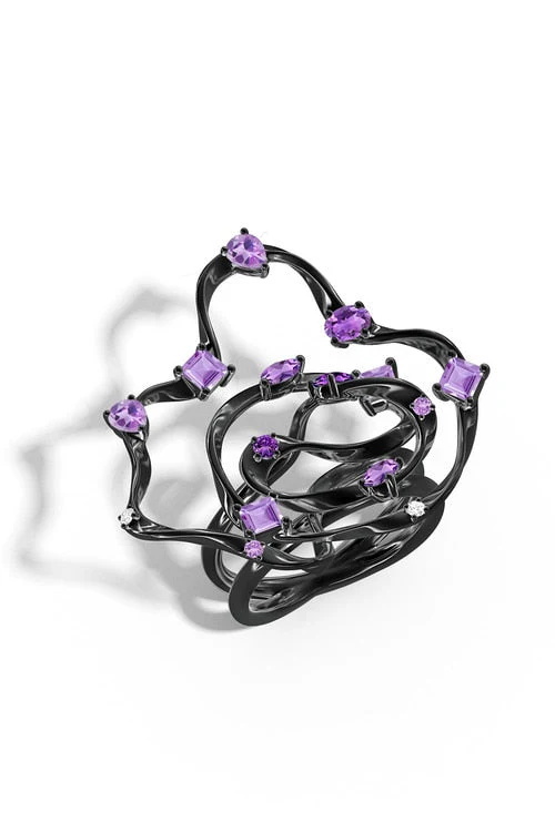 Sakura Dispersed Amethyst Ombre Cocktail Ring - Image 14