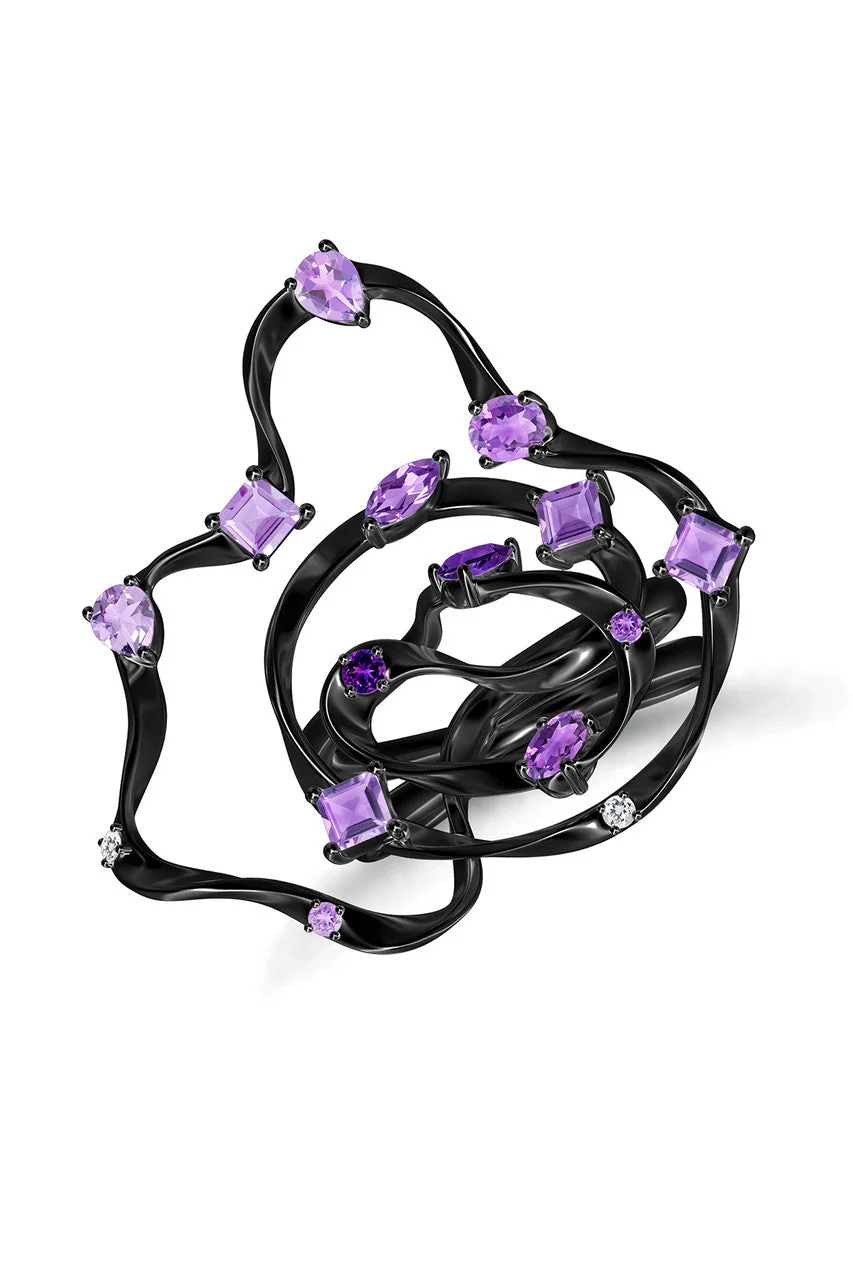 Sakura Dispersed Amethyst Ombre Cocktail Ring - Image 6
