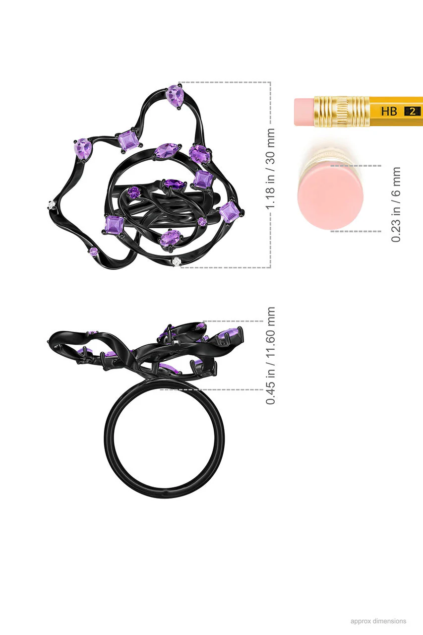 Sakura Dispersed Amethyst Ombre Cocktail Ring - Image 7