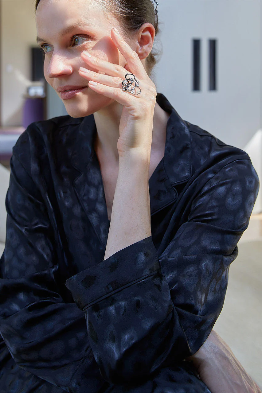 Sakura Dispersed White Topaz Cocktail Ring - Image 11