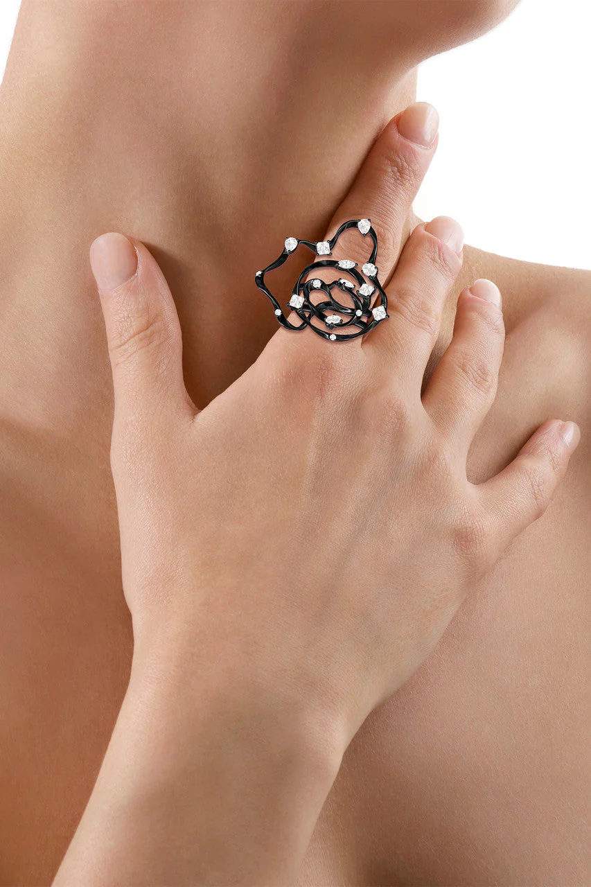 Sakura Dispersed White Topaz Cocktail Ring - Image 8