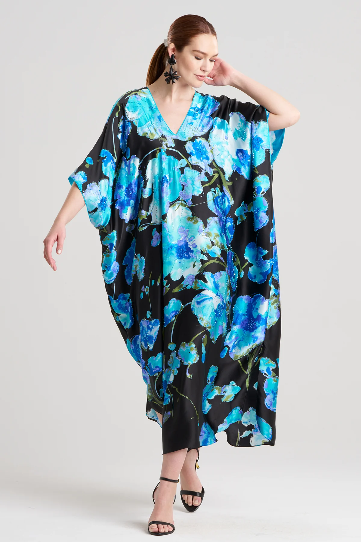 Sakura Matsuri Beaded Cocoon Silk Caftan