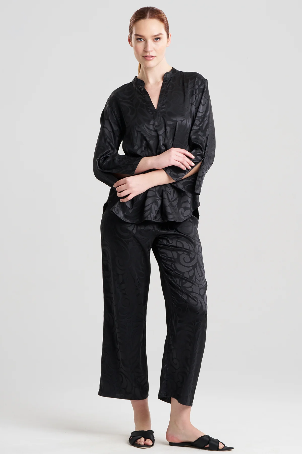 Scroll Satin Jacquard Long Sleeve PJ - Image 2
