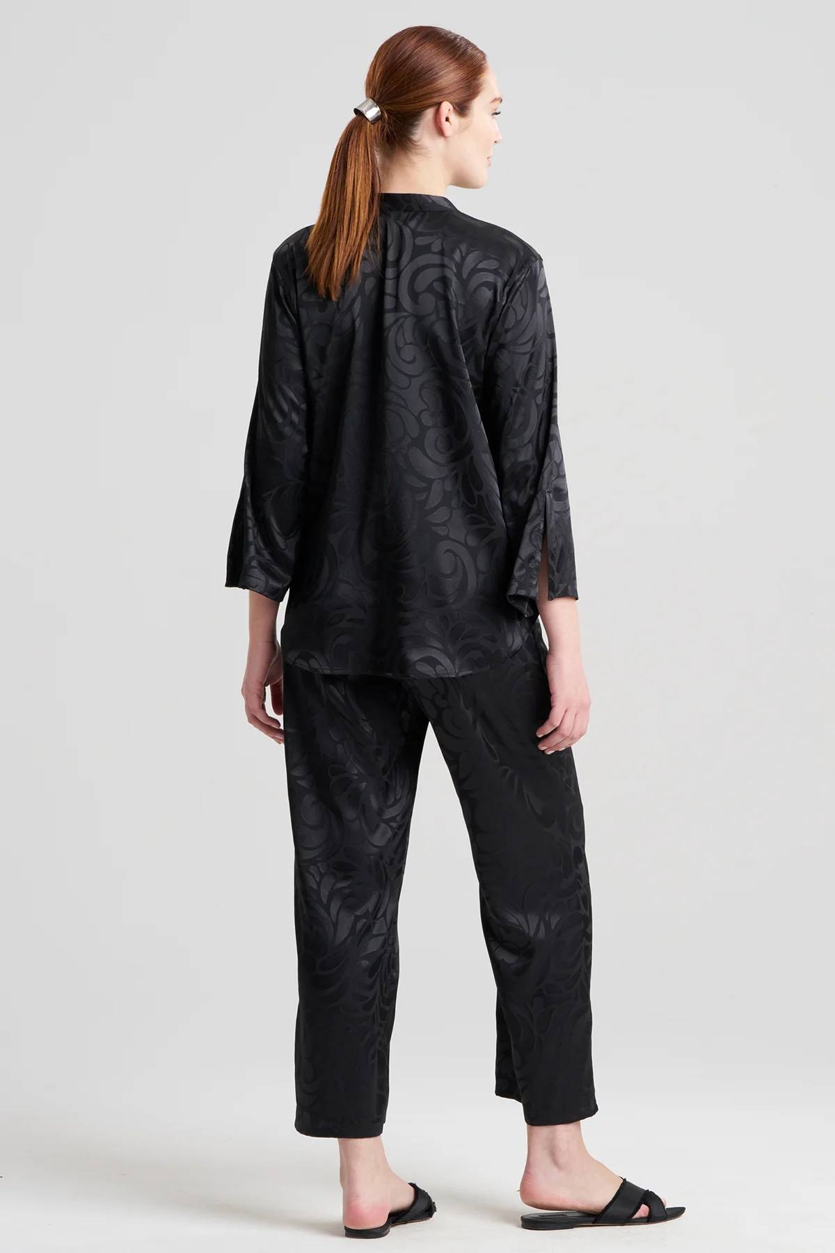 Scroll Satin Jacquard Long Sleeve PJ - Image 3