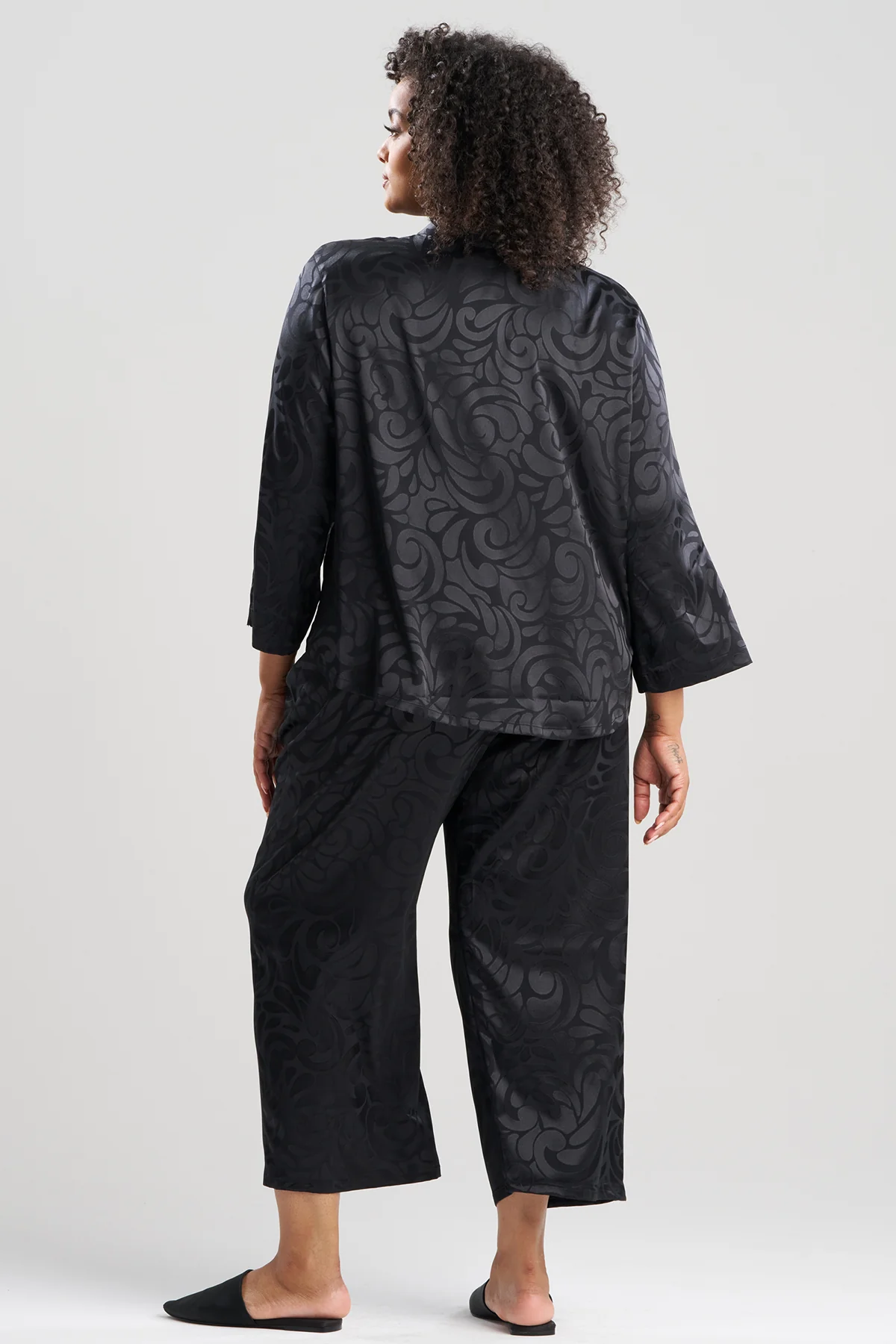 Scroll Satin Jacquard Long Sleeve PJ - Image 5