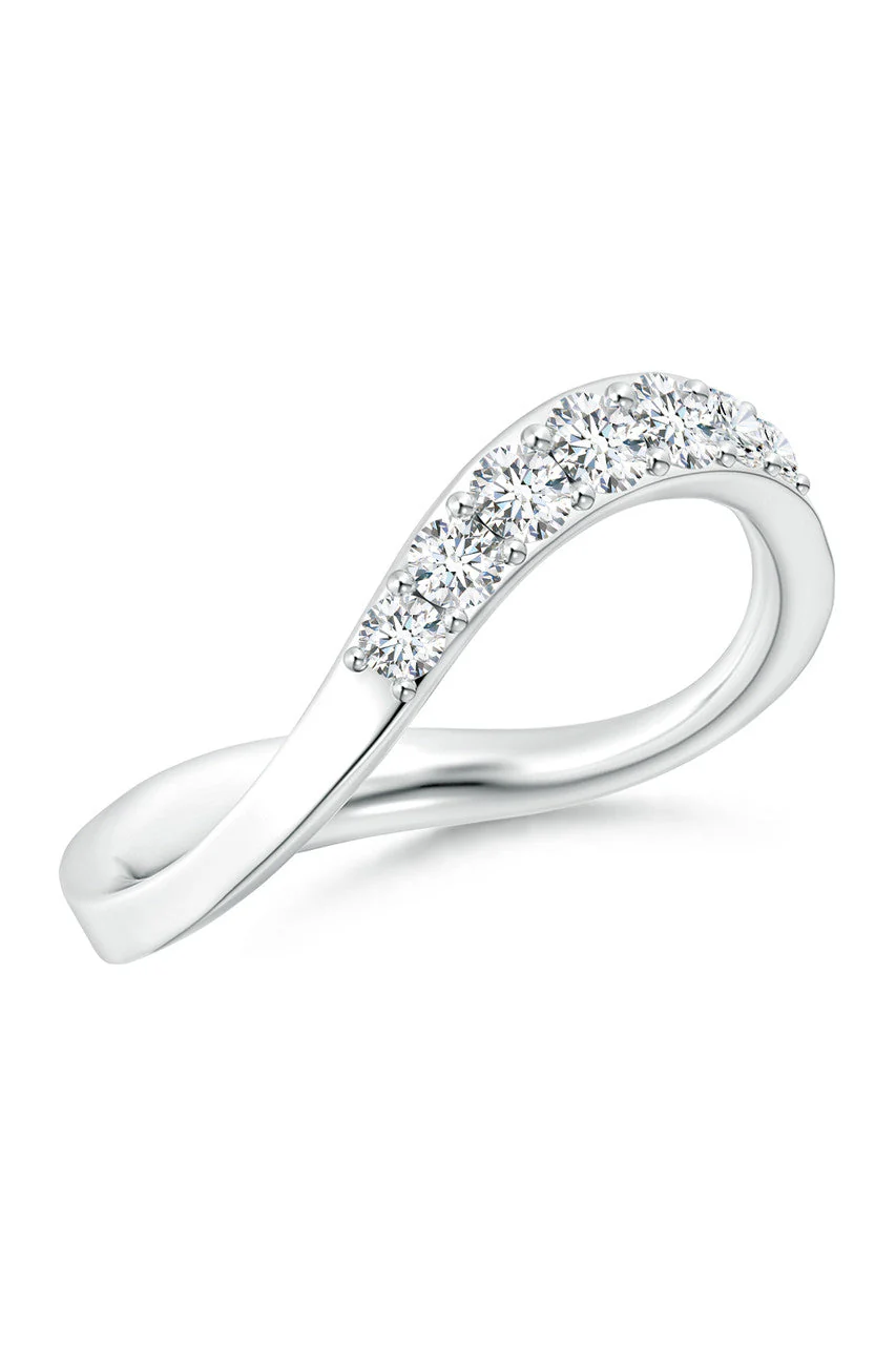 Shangri-La Brushstroke 14K Gold and Diamond Half Eternity Stacking Ring - Image 2