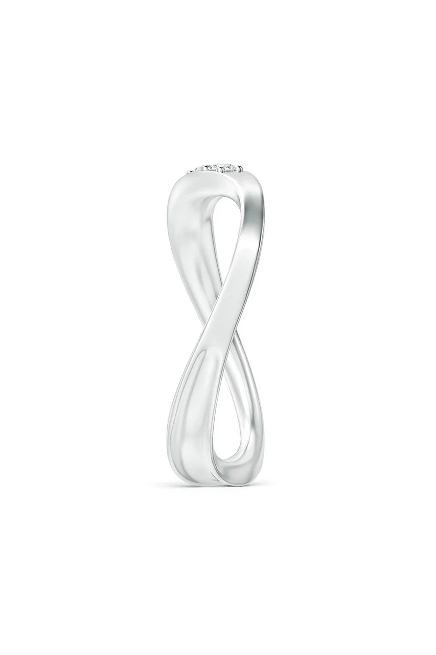 Shangri-La Brushstroke 14K Gold and Diamond Half Eternity Stacking Ring - Image 3