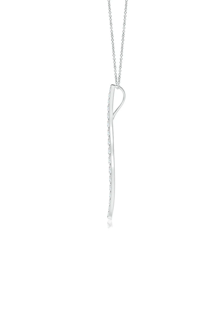 Shangri-La Brushstroke 14k Gold and Diamond Large Pendant Necklace - Image 3