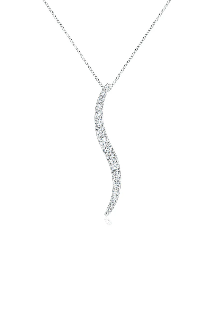 Shangri-La Brushstroke 14k Gold and Diamond Large Pendant Necklace - Image 4