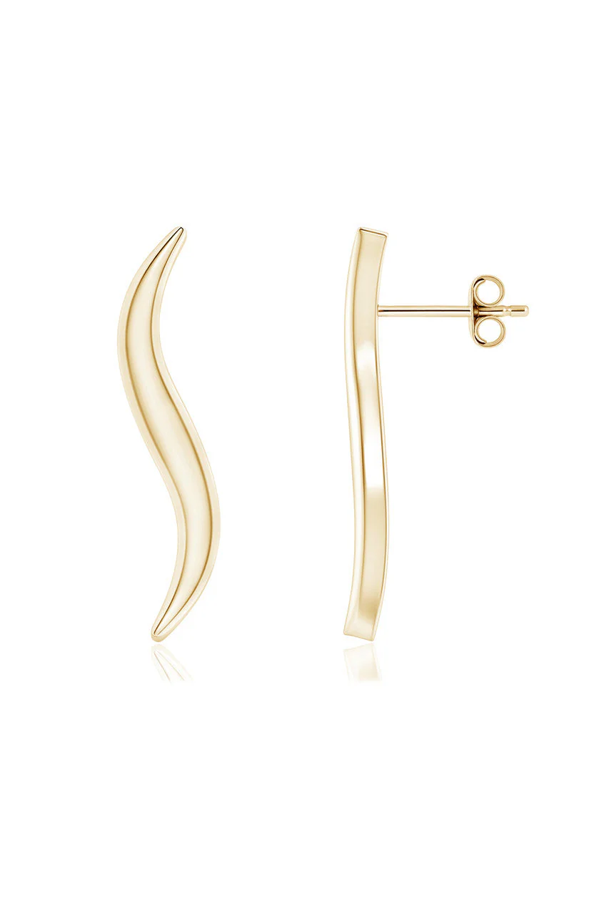 Shangri-La Brushstroke 14k Gold Stud Earrings - Image 2
