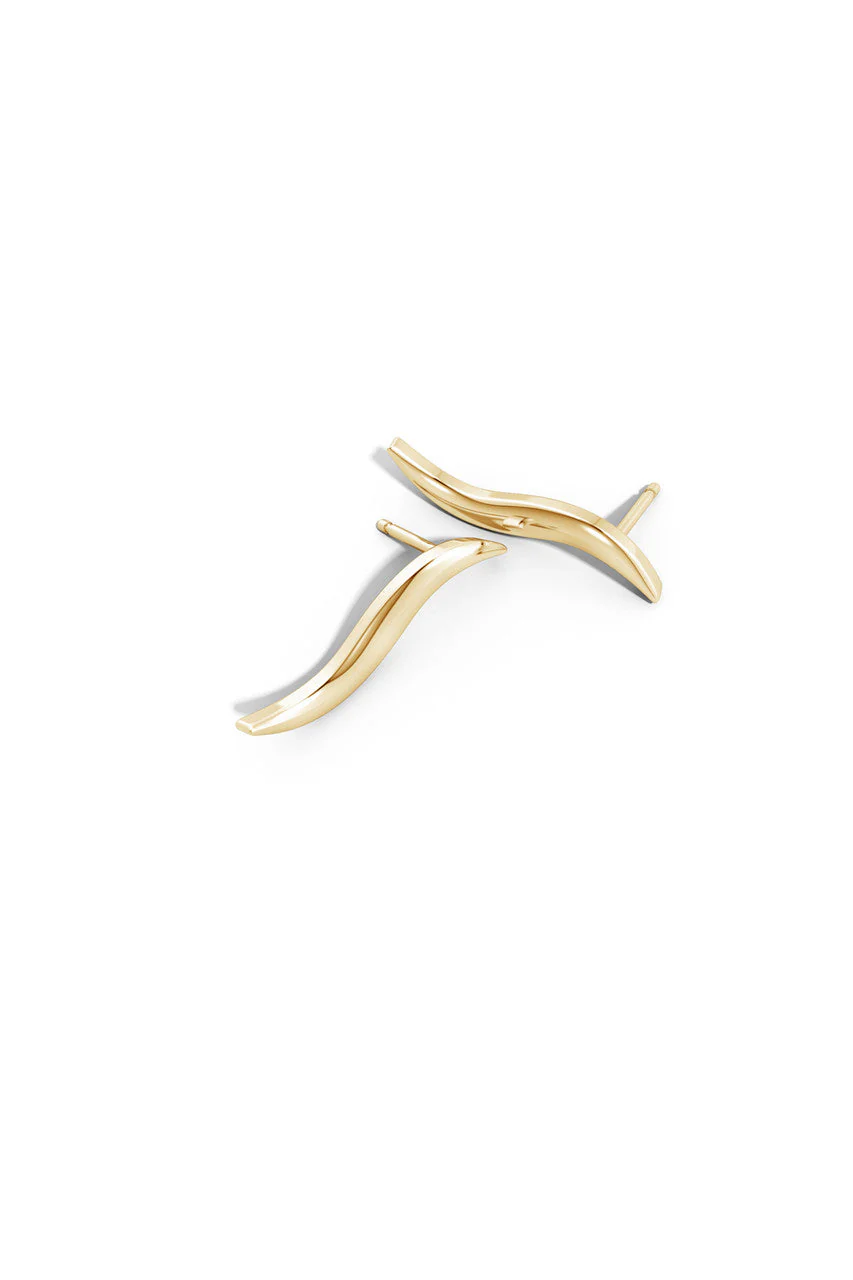 Shangri-La Brushstroke 14k Gold Stud Earrings - Image 3