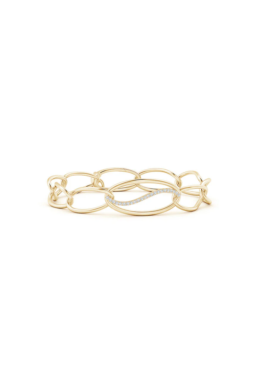 Shangri-La Elliptical Yin-Yang 14K Gold and Diamond Link Bracelet - Image 2