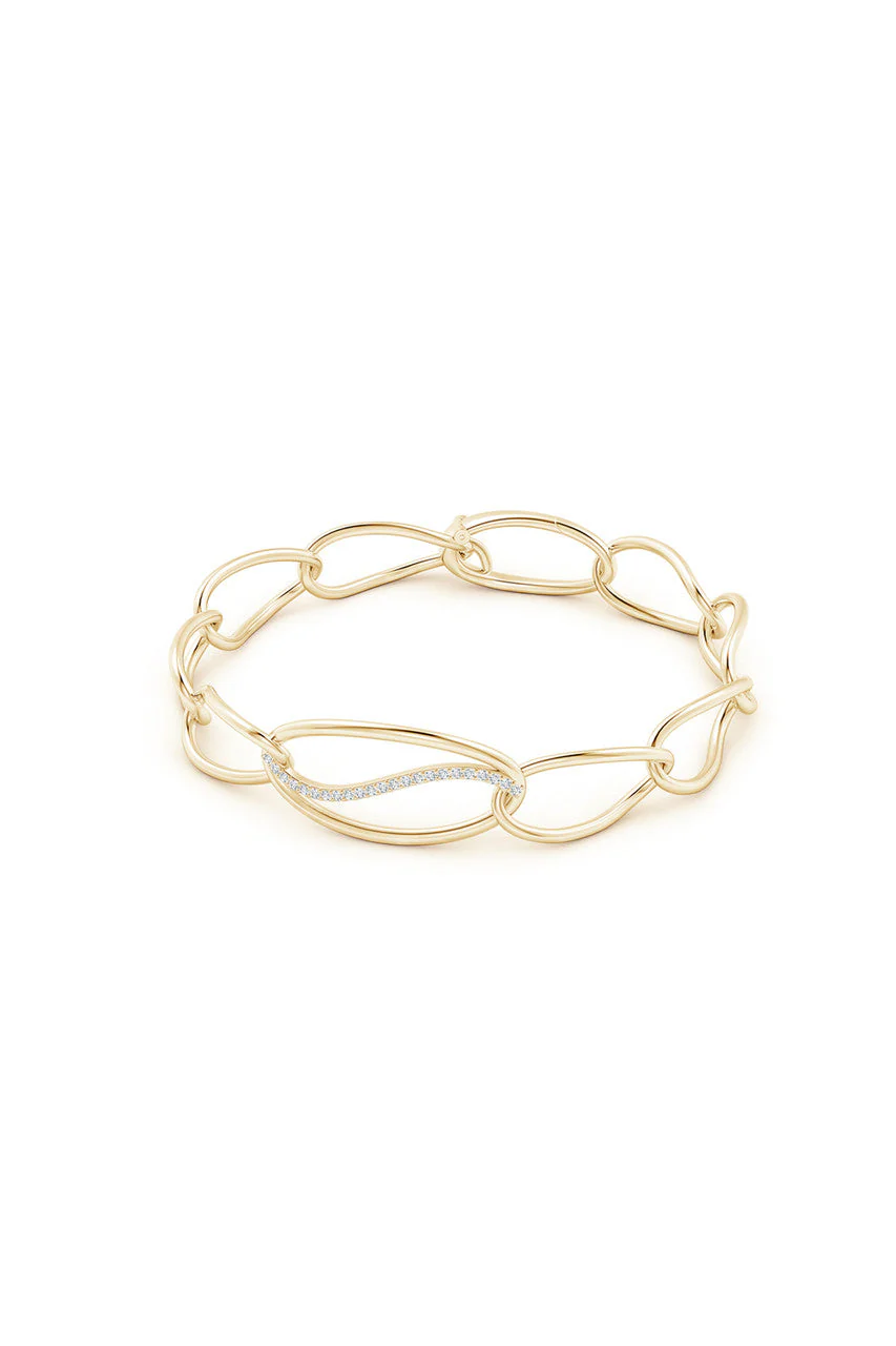 Shangri-La Elliptical Yin-Yang 14K Gold and Diamond Link Bracelet - Image 3