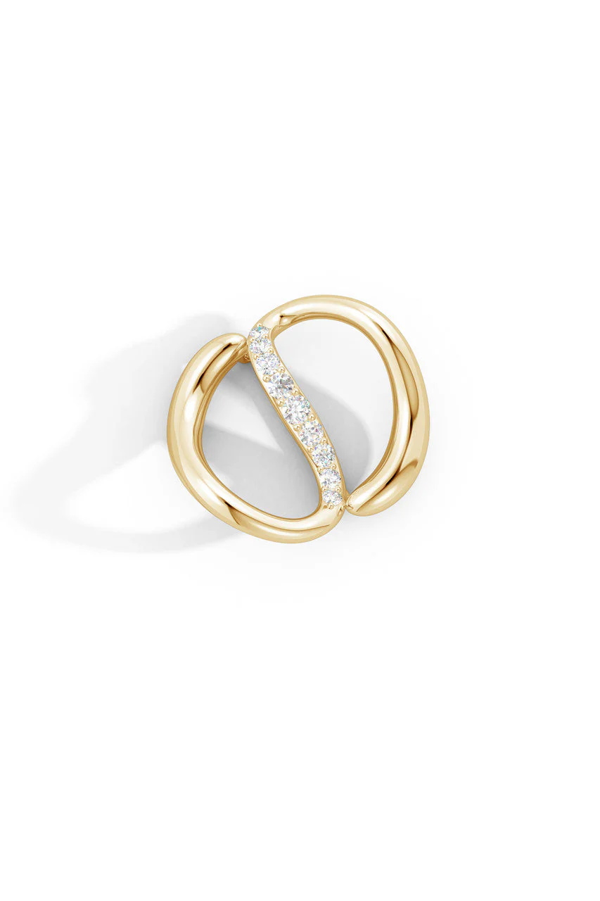 Shangri-La Yin-Yang 14K Gold and Diamond Brooch - Image 4