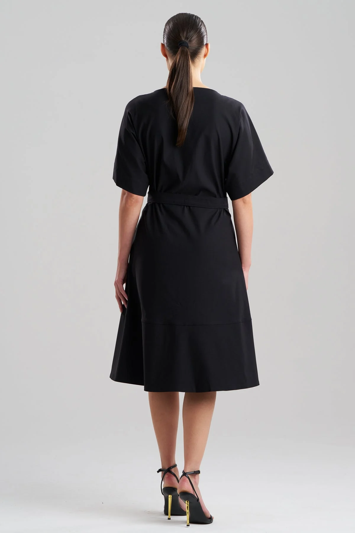 Solid Lightweight Woven Embellished Boatneck Dress - Image 3