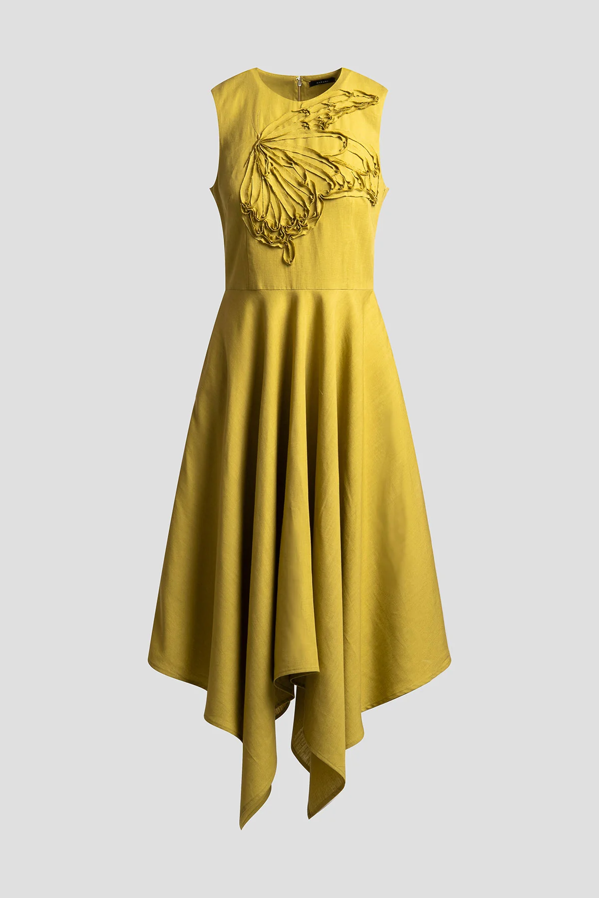 Solid Linen Handkerchief Embellished Dress - Image 5