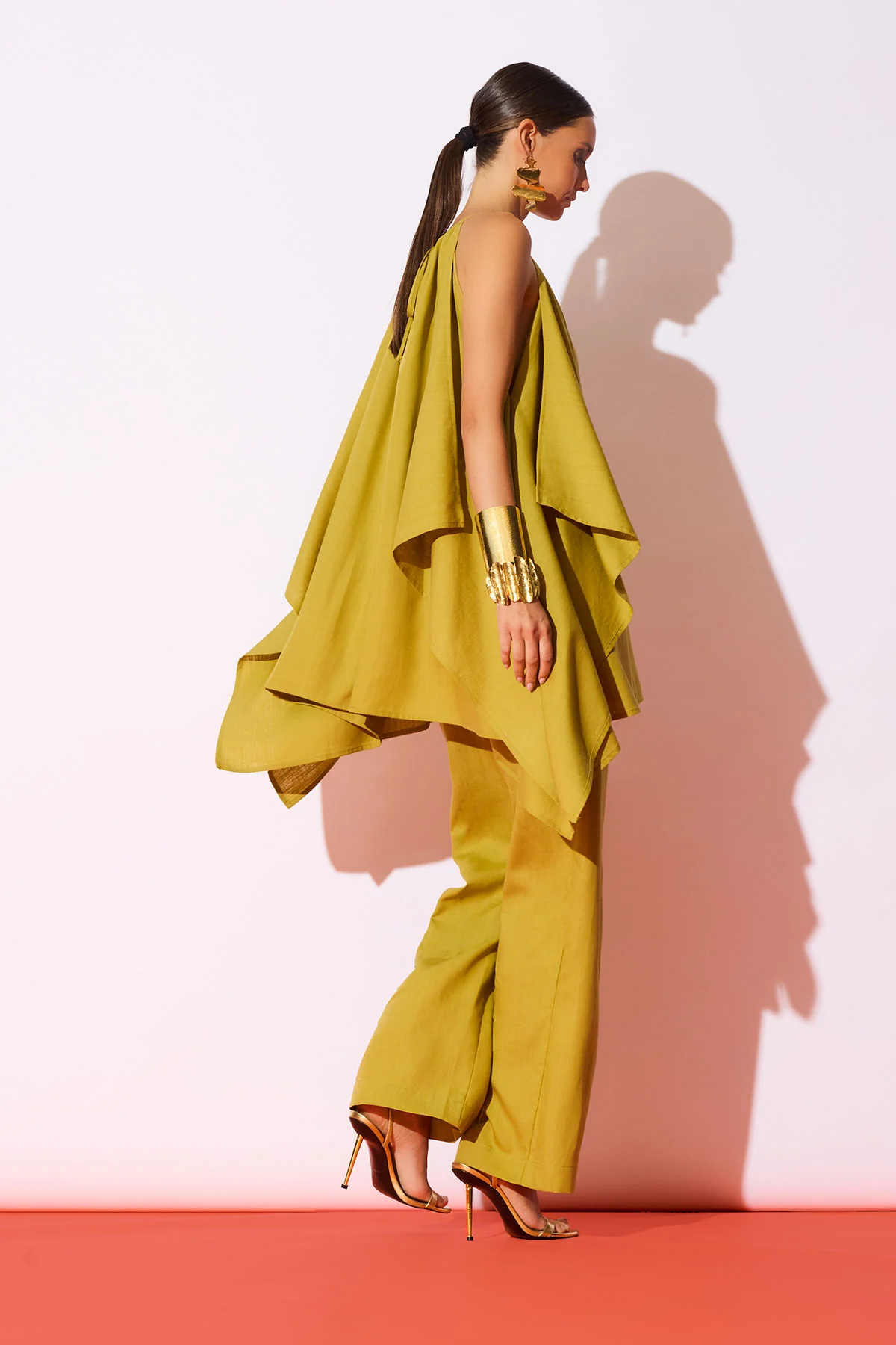 Solid Linen Pull On Straight Leg Pants
