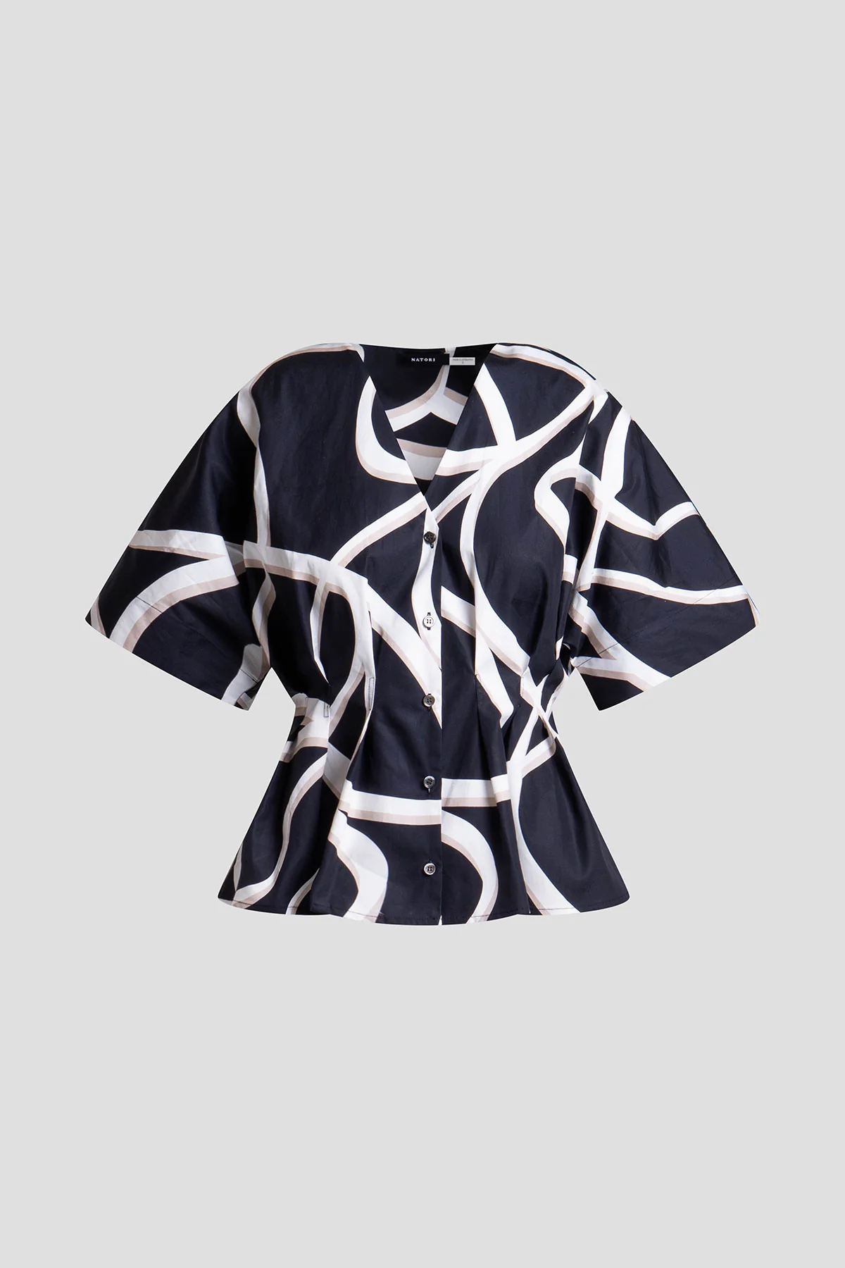 Spiral Cotton Taffeta Short Sleeve Button Down Shirt - Image 4