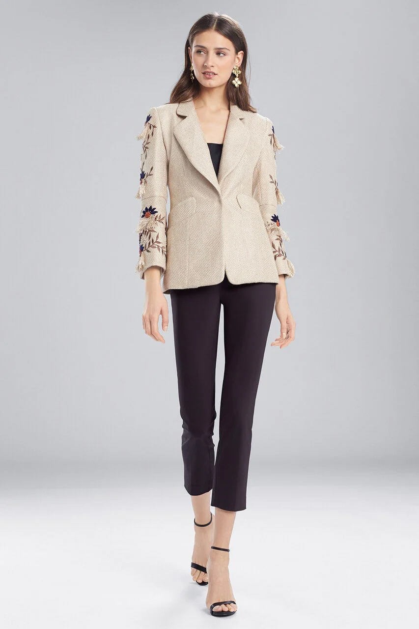 Straw Mixed Media Blazer Jacket - Image 2