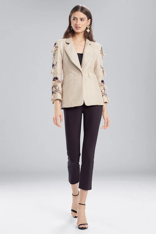 Straw Mixed Media Blazer Jacket - Image 6