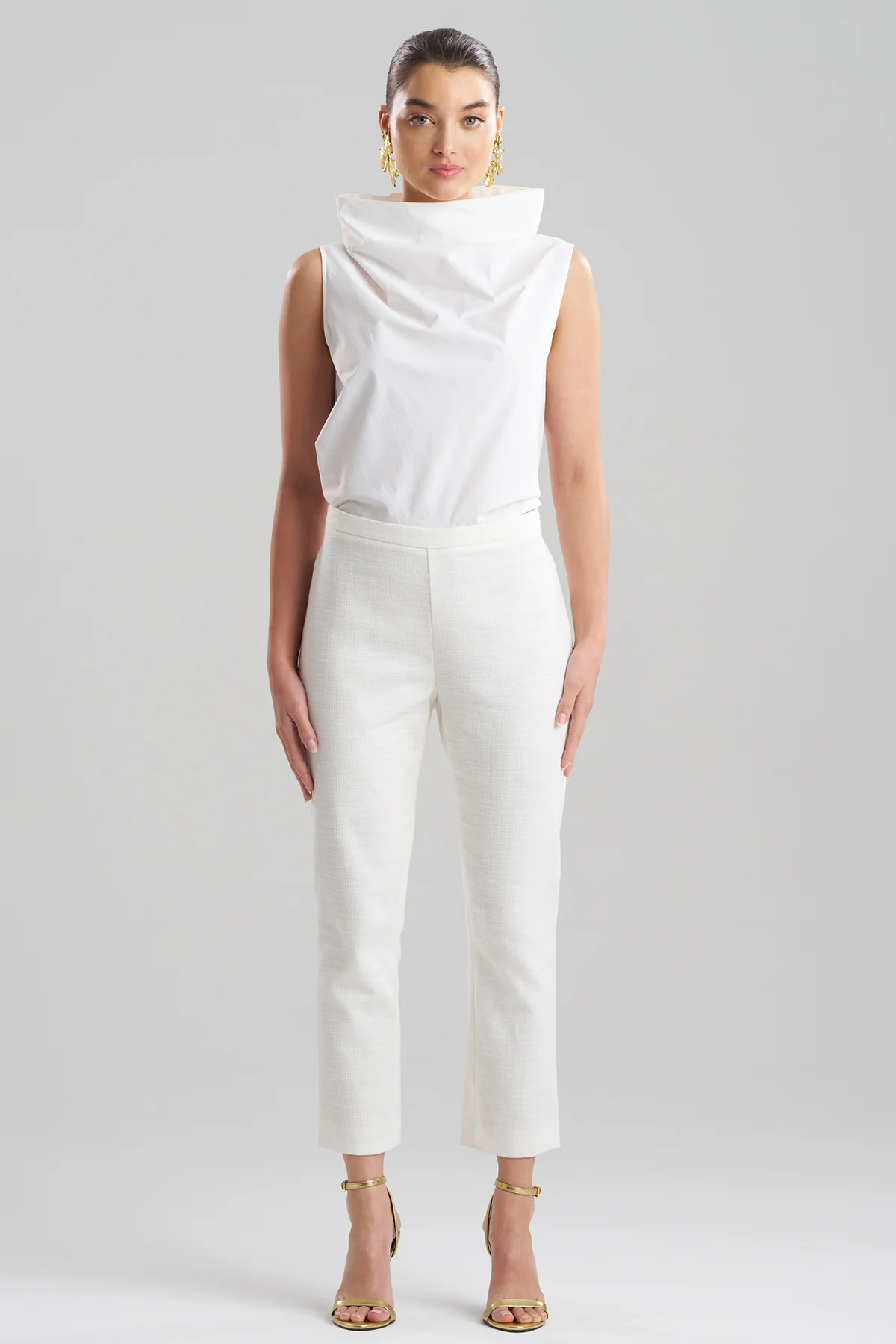Stretch Basketweave Cotton Capri Pants - Image 2