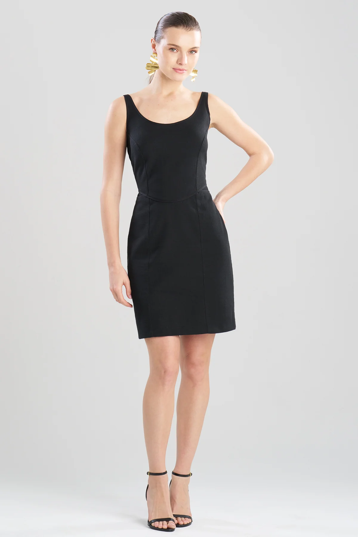 Stretch Basketweave Cotton Mini Dress - Image 2