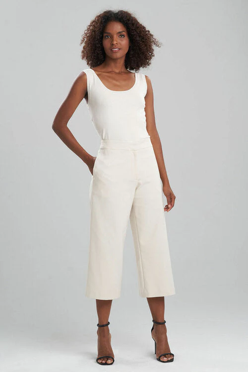 Stretch Cotton Blend Wide Leg Crop Pants - Image 10