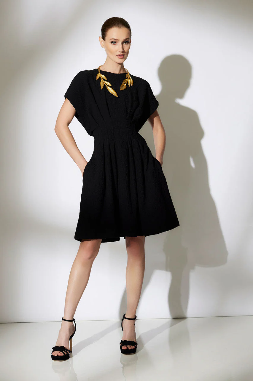 Stretch Texture Jacquard Pleated Dress