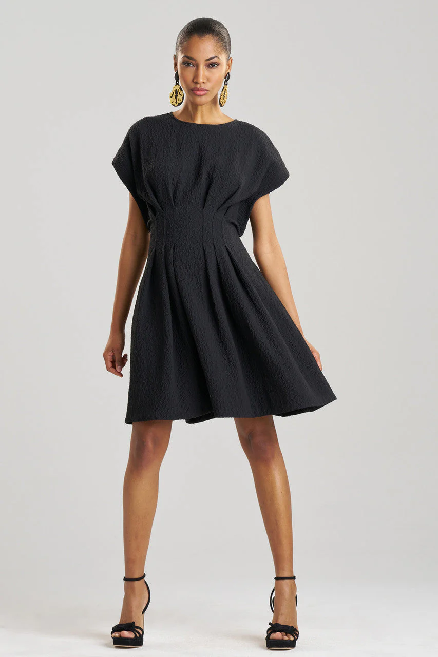 Stretch Texture Jacquard Pleated Dress - Image 2