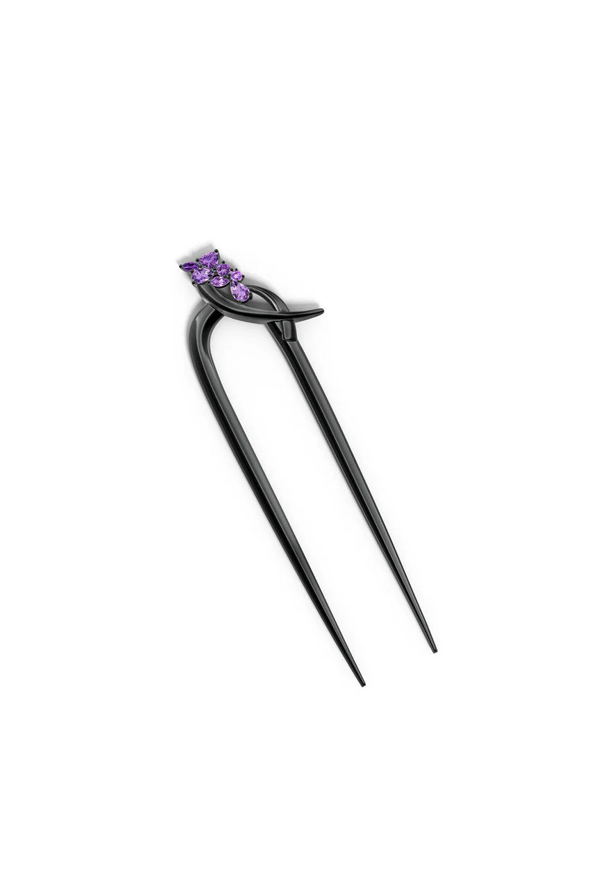 Sumi Stroke Cascading Amethyst Ombre Hair Pin - Image 2