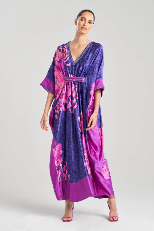 Sumida Charmeuse Embellished Silk Caftan