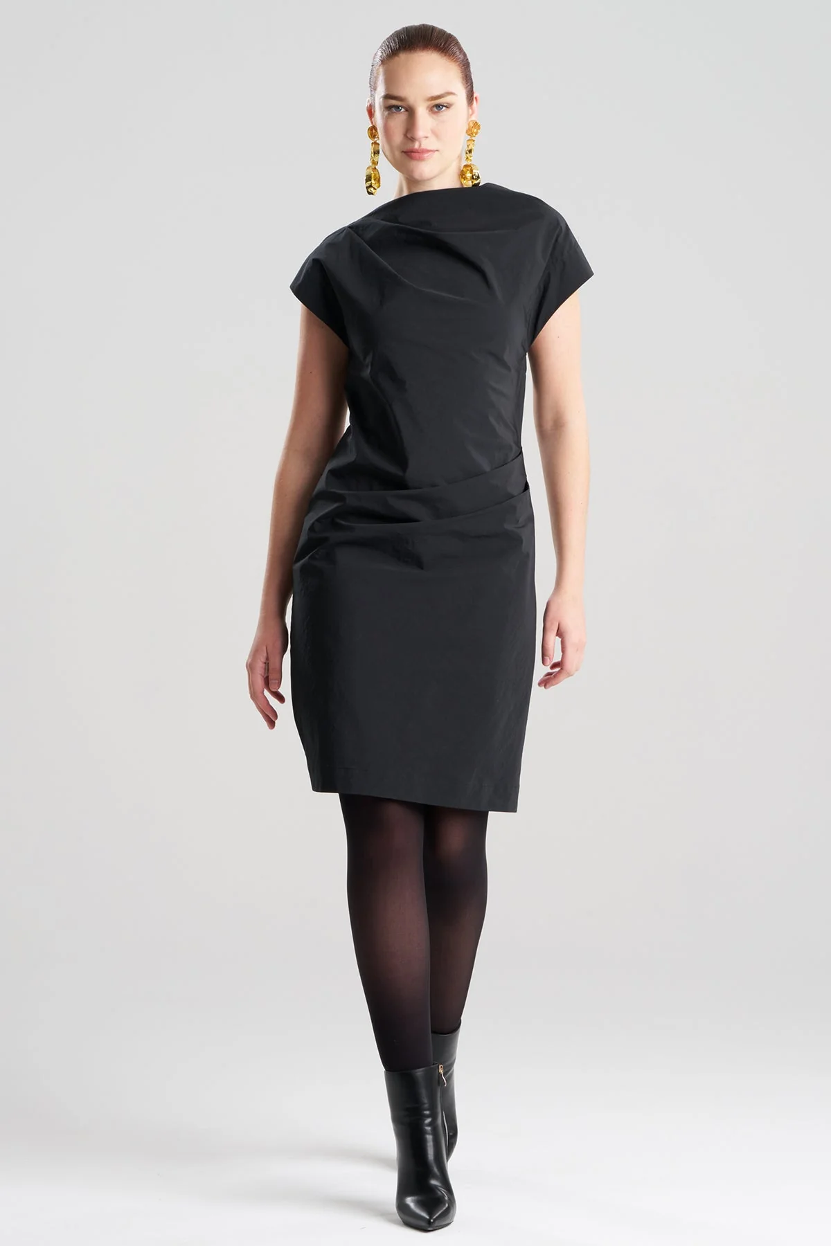 Taffeta Asymmetric Draped Dress - Image 2