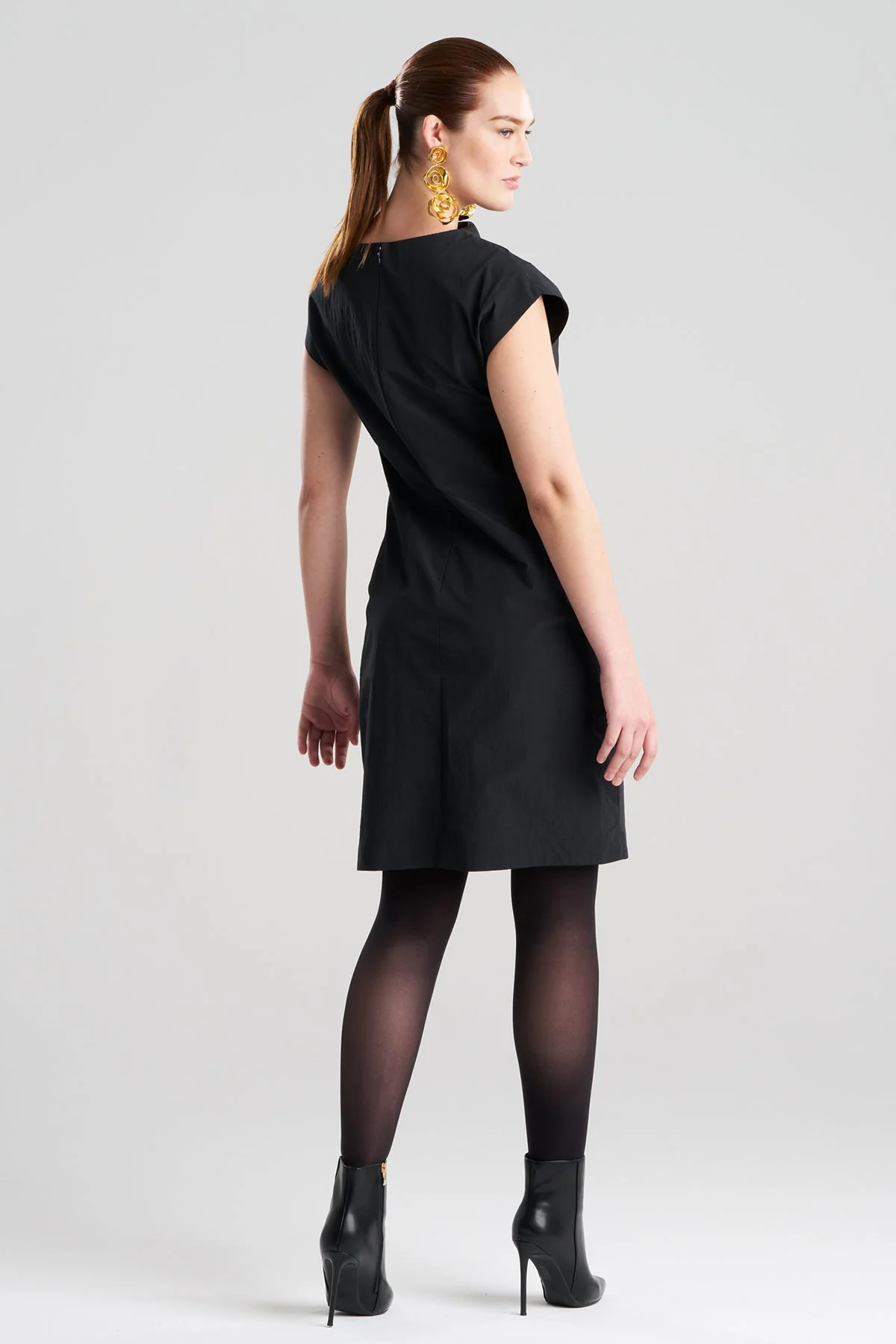 Taffeta Asymmetric Draped Dress - Image 3