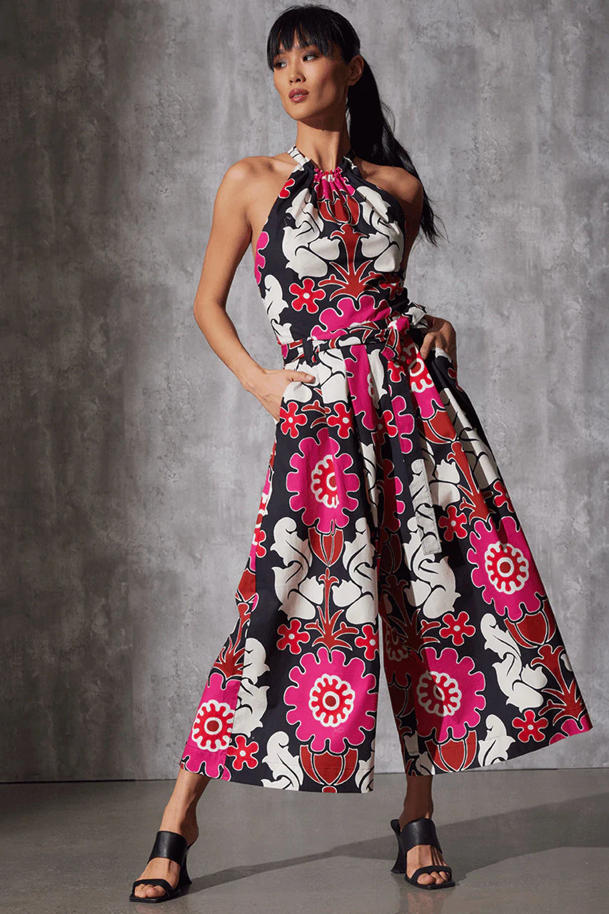 Talitha Cotton Poplin Belted Halter Jumpsuit - Image 4