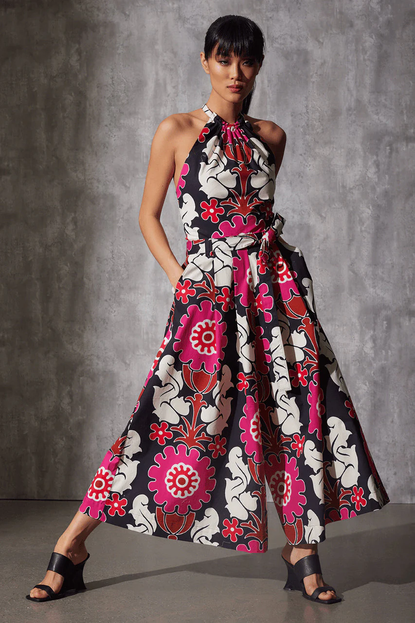 Talitha Cotton Poplin Belted Halter Jumpsuit - Image 6