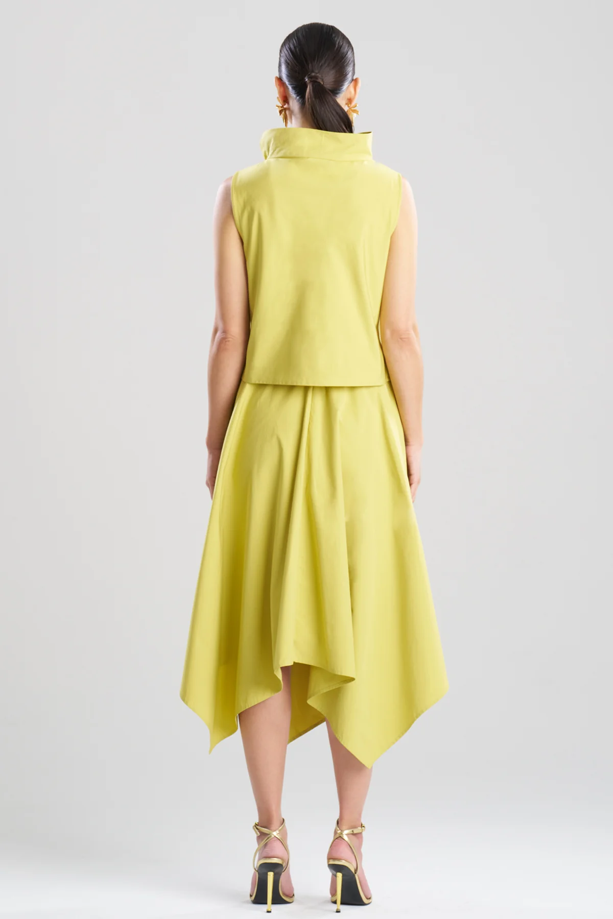 Tech Cotton Taffeta Embroidered Funnel Neck Top - Image 3