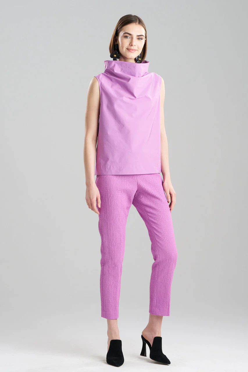 Tech Cotton Taffeta Funnel Neck Top