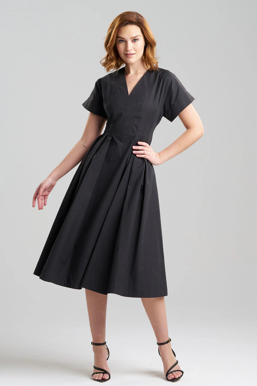 Tech Cotton Taffeta Pleated Dress