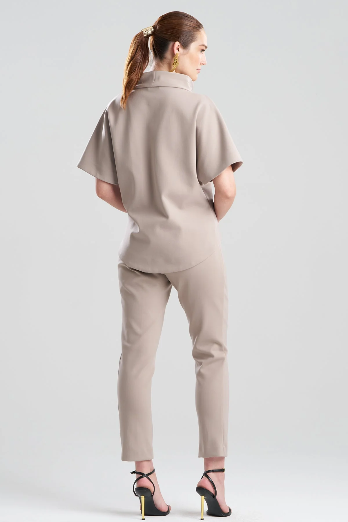 Techno Crepe Funnel Neck High Low Top - Image 3