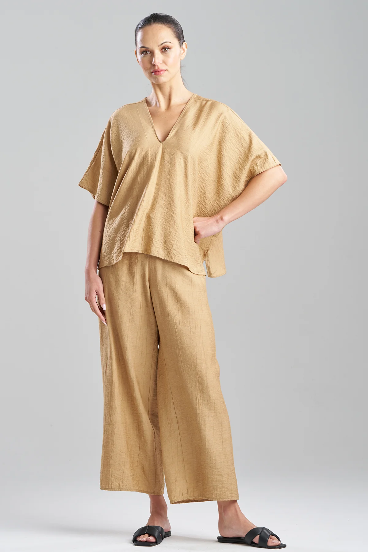 Terra Foil Crinkle Caftan Shirt