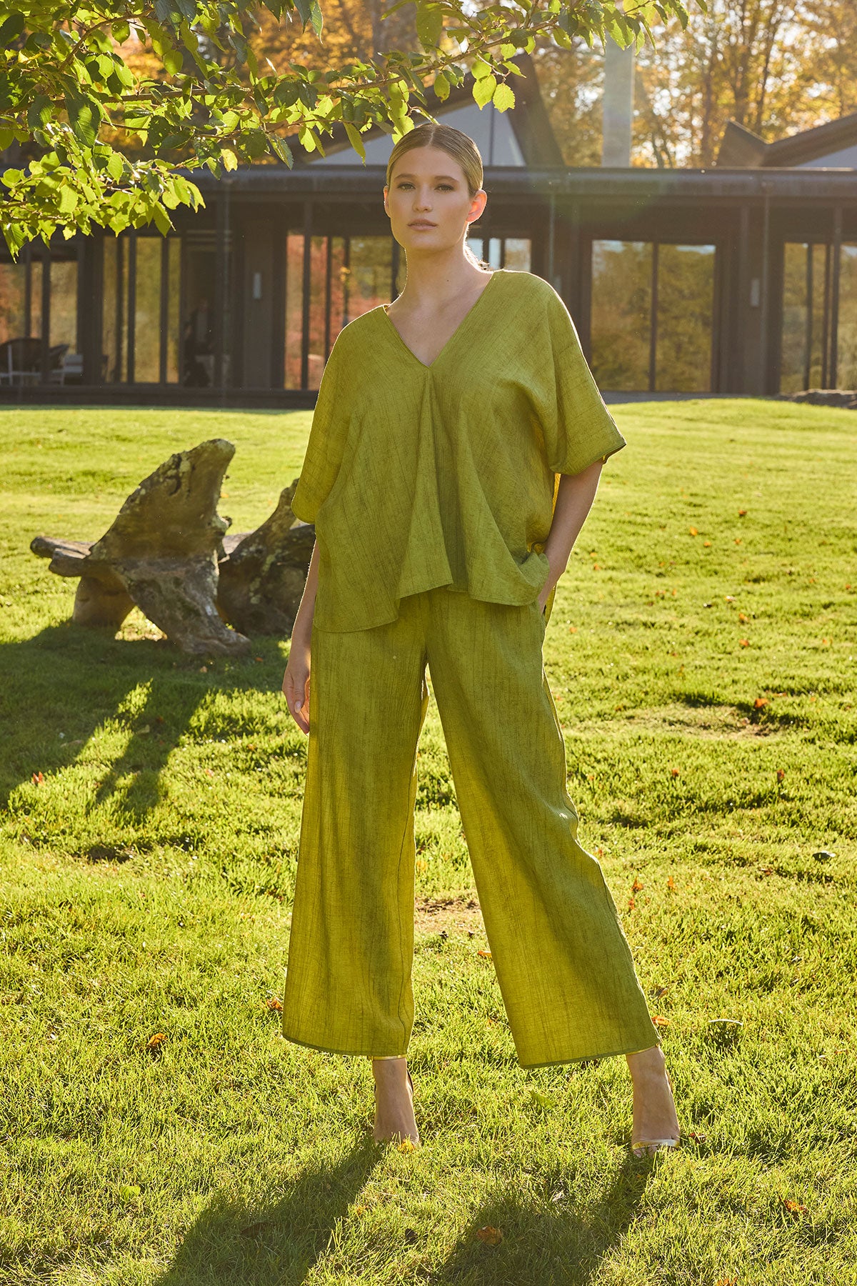 Terra Foil Crinkle Caftan Shirt