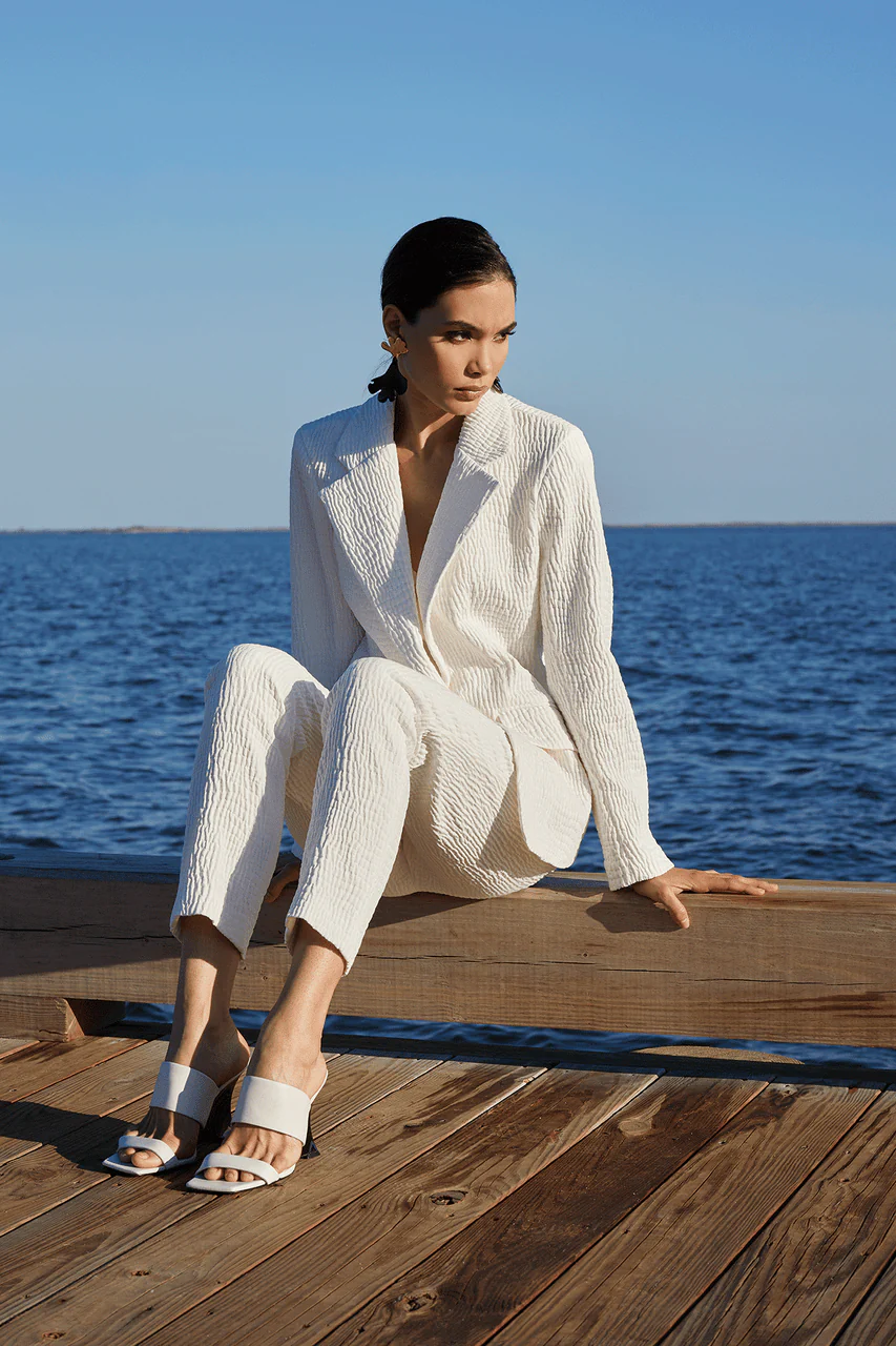 Textured Cotton Jacquard Ankle Pants - Image 3