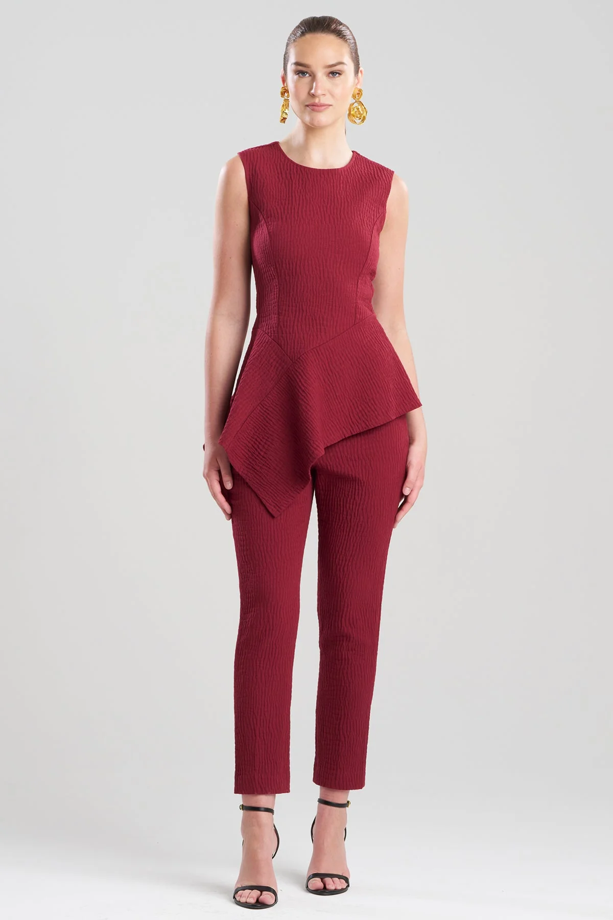 Textured Cotton Jacquard Asymmetric Top