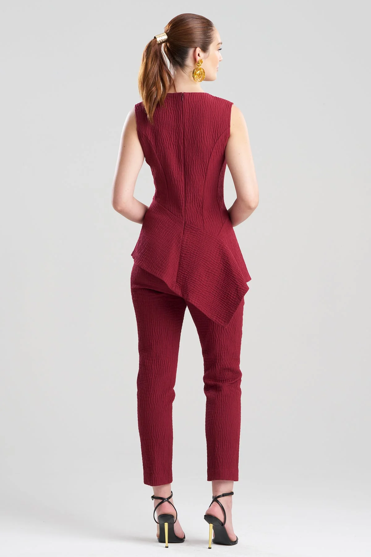 Textured Cotton Jacquard Asymmetric Top - Image 2