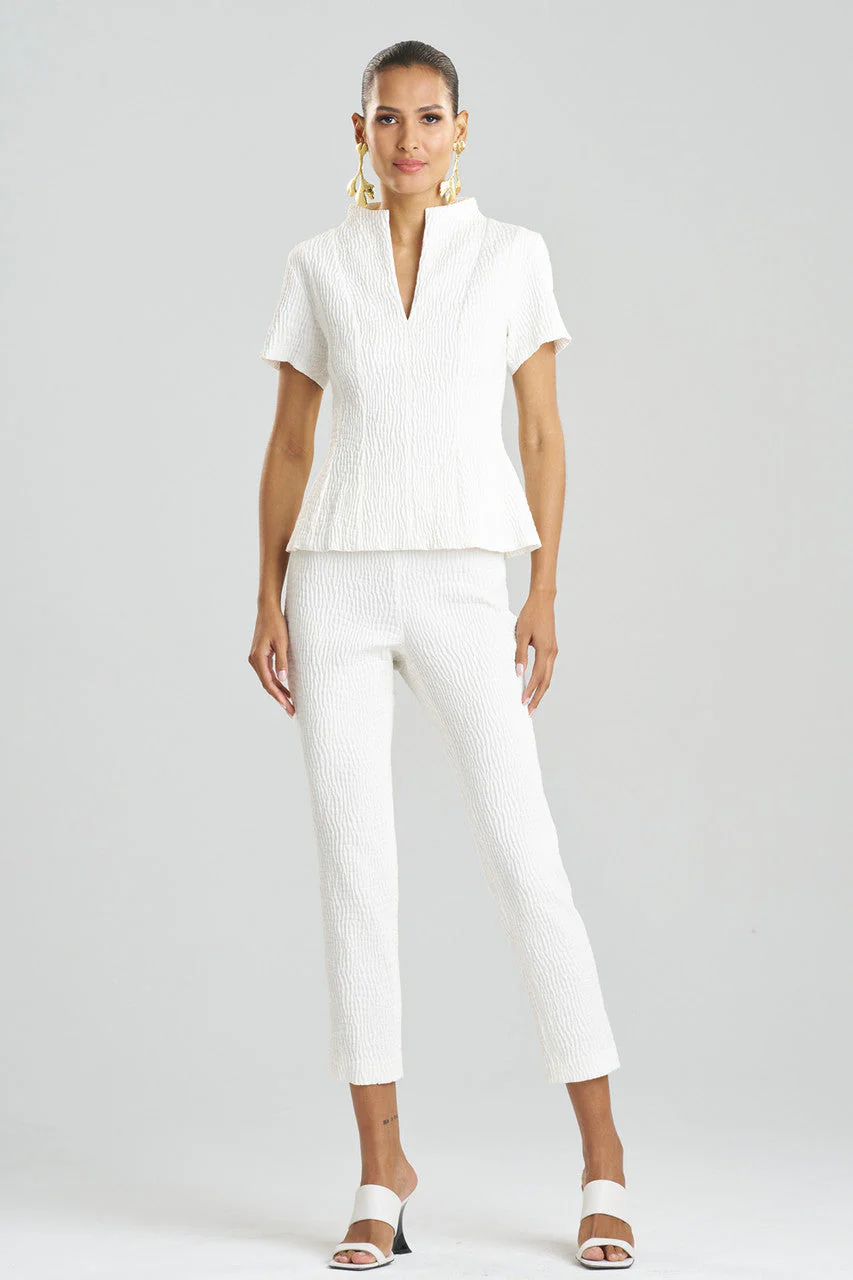 Textured Cotton Jacquard Pleated Top - Image 2