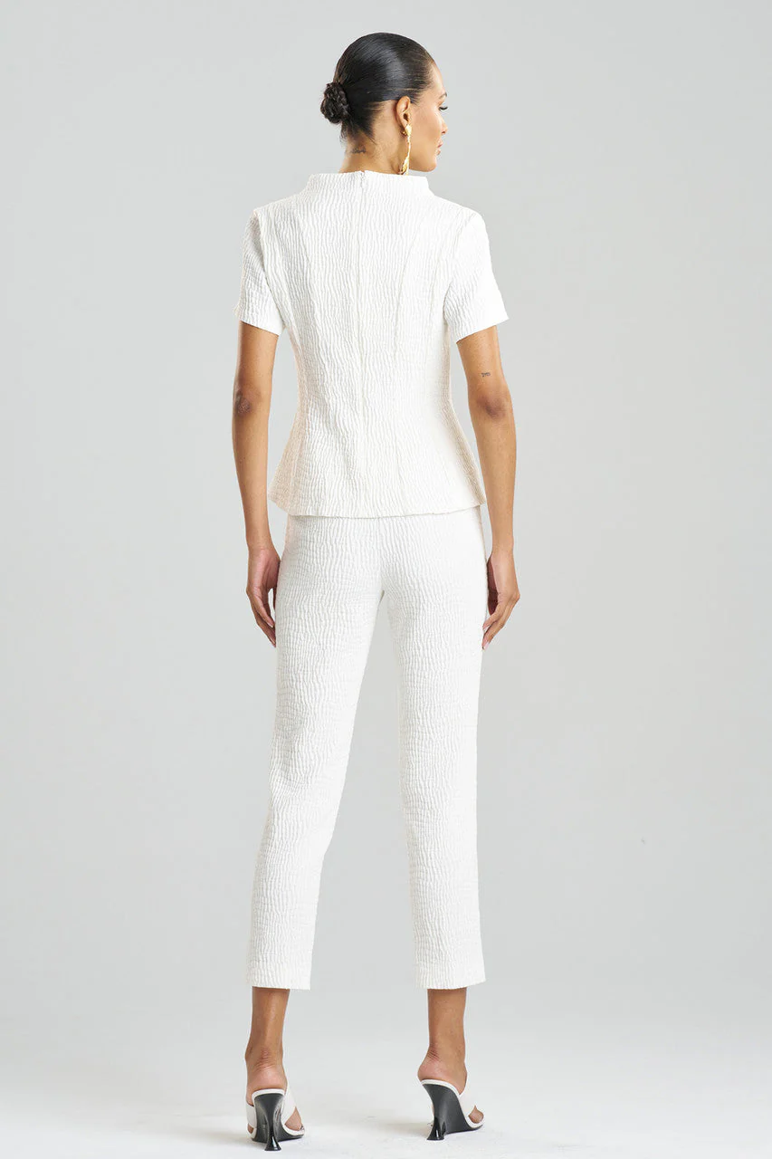 Textured Cotton Jacquard Pleated Top - Image 3