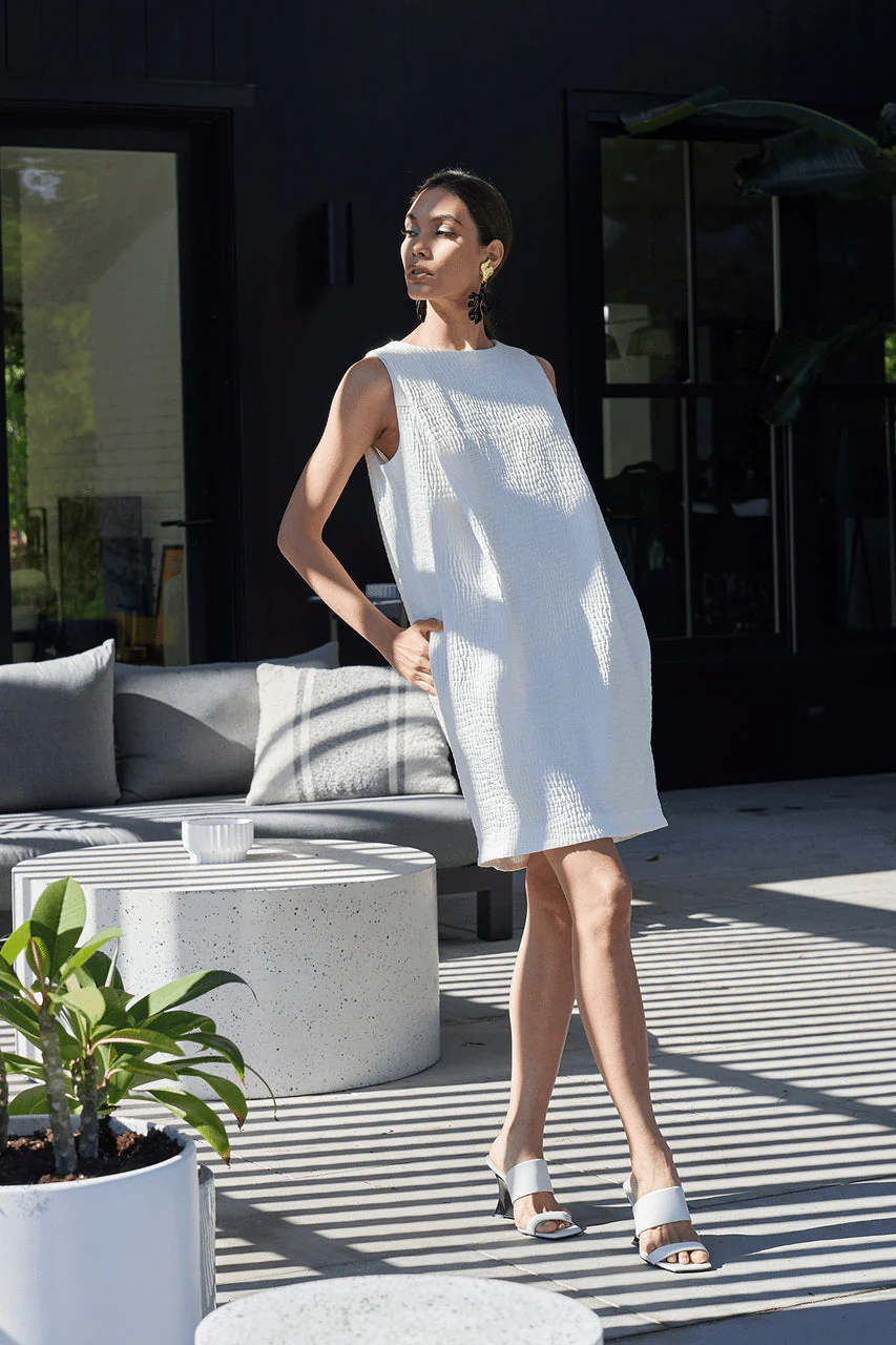 Textured Cotton Jacquard Shift Dress