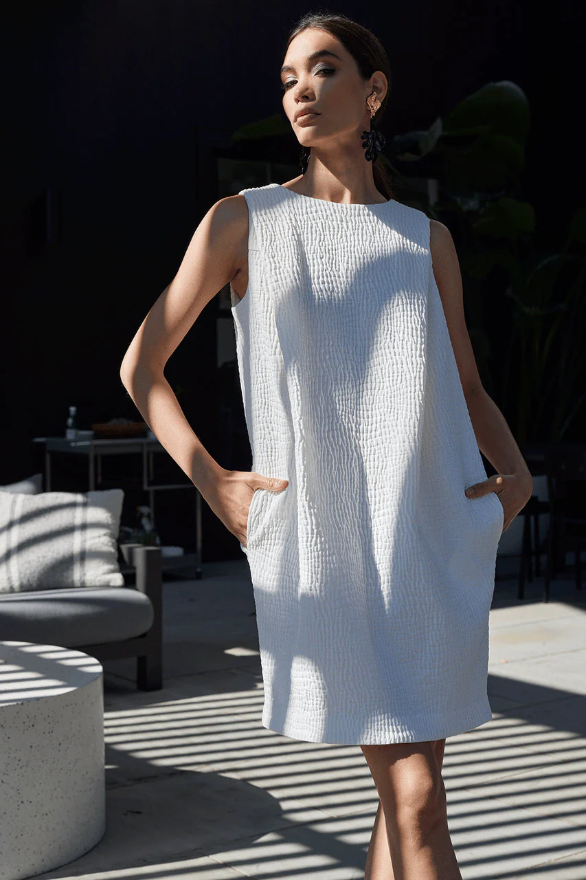 Textured Cotton Jacquard Shift Dress - Image 4