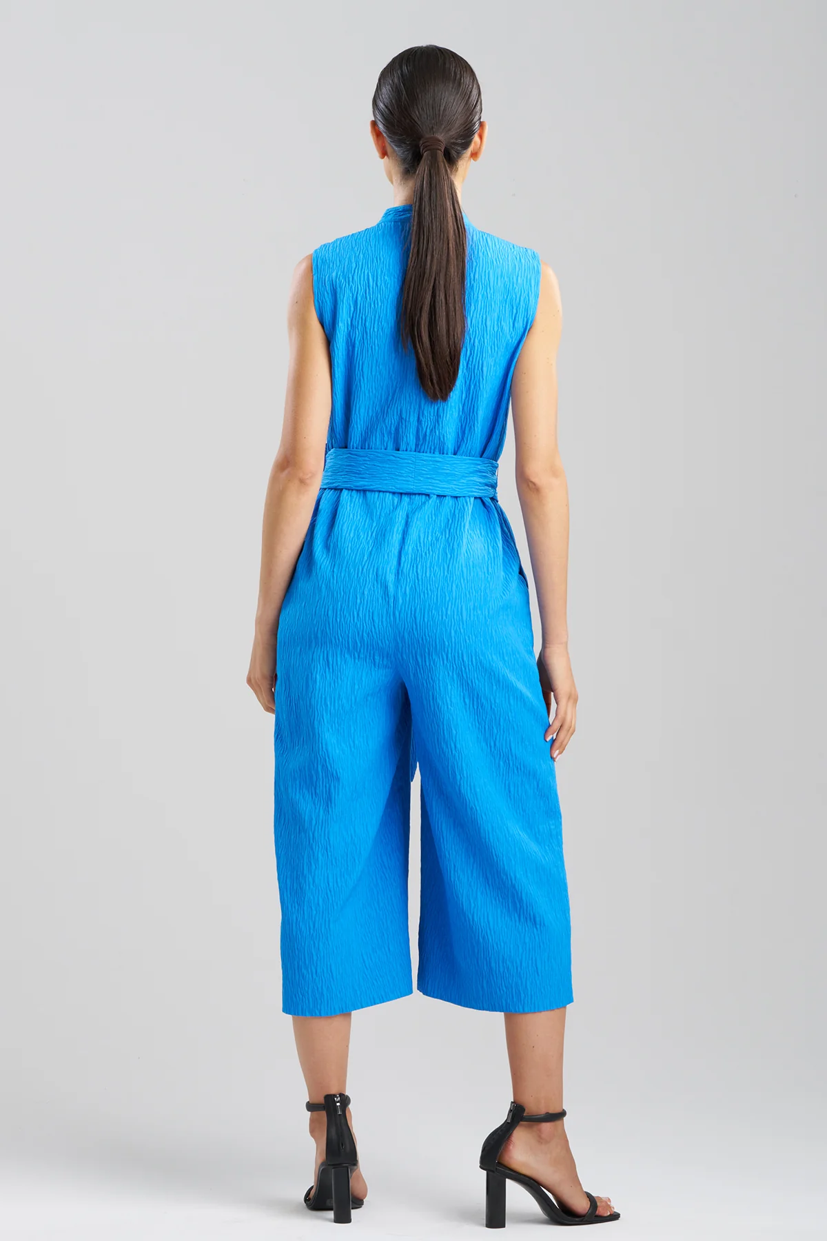 Textured Jacquard Mandarin Jumpsuit - Image 2